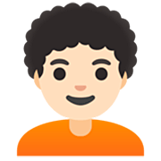 🧑🏻‍🦱 Emoji Erwachsener: helle Hautfarbe, lockiges Haar Google 15.0.