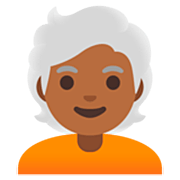🧑🏾‍🦳 Emoji Persona: Tono De Piel Oscuro Medio, Pelo Blanco en Google 15.0.