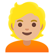Émoji 👱🏼 Personne Blonde : Peau Moyennement Claire sur Google 15.0.