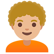 Emoji 🧑🏼‍🦱 Persona: Carnagione Abbastanza Chiara E Capelli Ricci su Google 15.0.