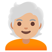 Émoji 🧑🏼‍🦳 Adulte : Peau Moyennement Claire Et Cheveux Blancs sur Google 15.0.