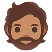 Emoji 🧔🏽 Uomo Con La Barba: Carnagione Olivastra su Google 15.0.