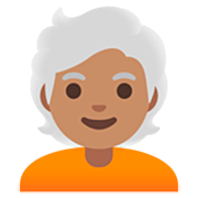 🧑🏽‍🦳 Emoji Persona: Tono De Piel Medio, Pelo Blanco en Google 15.0.