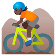 🚵🏿 Emoji Persona En Bicicleta De Montaña: Tono De Piel Oscuro en Google 15.0.
