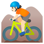 🚵🏻 Emoji Pessoa Fazendo Mountain Bike: Pele Clara na Google 15.0.