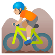 🚵🏼 Emoji Pessoa Fazendo Mountain Bike: Pele Morena Clara na Google 15.0.