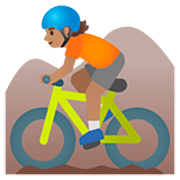 🚵🏽 Emoji Persona En Bicicleta De Montaña: Tono De Piel Medio en Google 15.0.