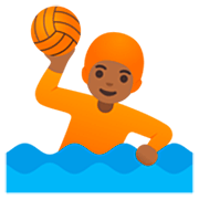🤽🏾 Emoji Wasserballspieler(in): mitteldunkle Hautfarbe Google 15.0.