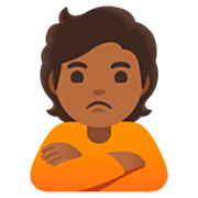 Emoji 🙎🏾 Persona Imbronciata: Carnagione Abbastanza Scura su Google 15.0.