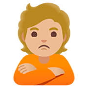 Emoji 🙎🏼 Persona Imbronciata: Carnagione Abbastanza Chiara su Google 15.0.