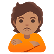 🙎🏽 Emoji Persona Haciendo Pucheros: Tono De Piel Medio en Google 15.0.
