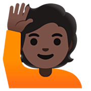 🙋🏿 Emoji Persona Con La Mano Levantada: Tono De Piel Oscuro en Google 15.0.