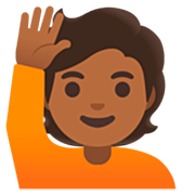 🙋🏾 Emoji Persona Con La Mano Levantada: Tono De Piel Oscuro Medio en Google 15.0.