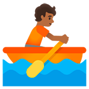 Émoji 🚣🏾 Personne Ramant Dans Une Barque : Peau Mate sur Google 15.0.