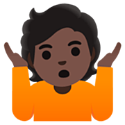 Emoji 🤷🏿 Persona Che Scrolla Le Spalle: Carnagione Scura su Google 15.0.