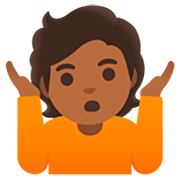 Emoji 🤷🏾 Persona Che Scrolla Le Spalle: Carnagione Abbastanza Scura su Google 15.0.