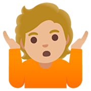 Emoji 🤷🏼 Persona Che Scrolla Le Spalle: Carnagione Abbastanza Chiara su Google 15.0.