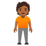 🧍🏾 Emoji Persona De Pie: Tono De Piel Oscuro Medio en Google 15.0.
