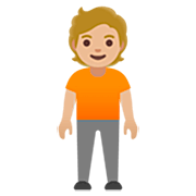🧍🏼 Emoji Persona De Pie: Tono De Piel Claro Medio en Google 15.0.