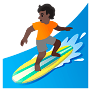 🏄🏿 Emoji Surfer(in): dunkle Hautfarbe Google 15.0.