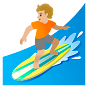 Émoji 🏄🏼 Personne Faisant Du Surf : Peau Moyennement Claire sur Google 15.0.