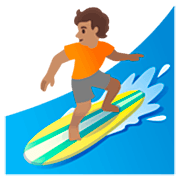 Émoji 🏄🏽 Personne Faisant Du Surf : Peau Légèrement Mate sur Google 15.0.