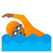 🏊🏾 Emoji Pessoa Nadando: Pele Morena Escura na Google 15.0.