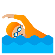 🏊🏼 Emoji Persona Nadando: Tono De Piel Claro Medio en Google 15.0.