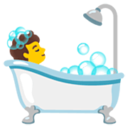 Emoji 🛀 Persona Che Fa Il Bagno su Google 15.0.