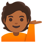 💁🏾 Emoji Pessoa Com A Palma Virada Para Cima: Pele Morena Escura na Google 15.0.