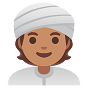 👳🏽 Emoji Pessoa Com Turbante: Pele Morena na Google 15.0.