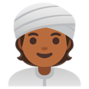 👳🏾 Emoji Pessoa Com Turbante: Pele Morena Escura na Google 15.0.