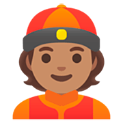 👲🏽 Emoji Mann mit chinesischem Hut: mittlere Hautfarbe Google 15.0.