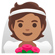 👰🏽 Emoji Noiva: Pele Morena na Google 15.0.
