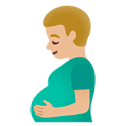 🫃🏼 Emoji Hombre Embarazado: Tono De Piel Claro Medio en Google 15.0.