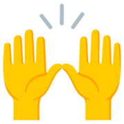 Emoji 🙌 Mani Alzate su Google 15.0.