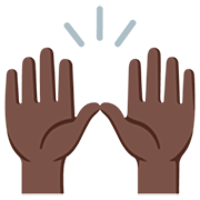 🙌🏿 Emoji Mãos Para Cima: Pele Escura na Google 15.0.