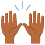 🙌🏾 Emoji Manos Levantadas Celebrando: Tono De Piel Oscuro Medio en Google 15.0.