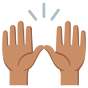 🙌🏽 Emoji zwei erhobene Handflächen: mittlere Hautfarbe Google 15.0.