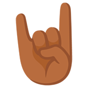 🤘🏾 Emoji Saudação Do Rock: Pele Morena Escura na Google 15.0.