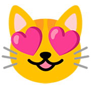 lachende Katze mit Herzen als Augen Google 15.0.