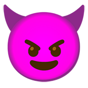 😈 Emoji grinsendes Gesicht mit Hörnern Google 15.0.