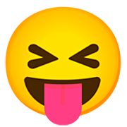 Emoji 😝 Faccina Con Un Gran Sorriso Che Mostra La Lingua su Google 15.0.