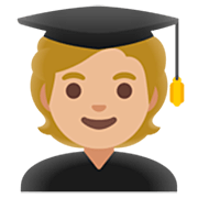 🧑🏼‍🎓 Emoji Estudiante: Tono De Piel Claro Medio en Google 15.0.