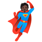 🦸🏿 Emoji Personaje De Superhéroe: Tono De Piel Oscuro en Google 15.0.