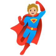 Émoji 🦸🏼 Super-héros : Peau Moyennement Claire sur Google 15.0.