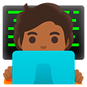 Emoji 🧑🏾‍💻 Persona Esperta Di Tecnologia: Carnagione Abbastanza Scura su Google 15.0.