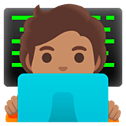 Emoji 🧑🏽‍💻 Persona Esperta Di Tecnologia: Carnagione Olivastra su Google 15.0.