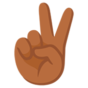 ✌🏾 Emoji Victory-Geste: mitteldunkle Hautfarbe Google 15.0.
