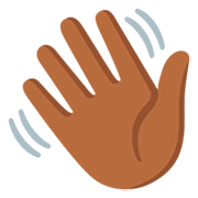👋🏾 Emoji Mão Acenando: Pele Morena Escura na Google 15.0.